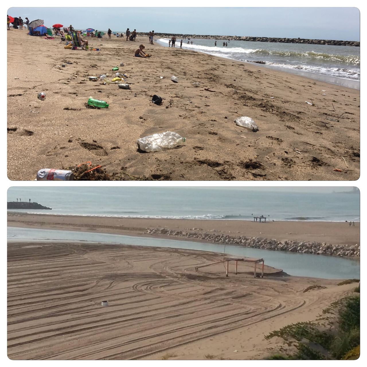 La gente del Emsur reaccionó y procedió a realizar la limpieza de las playas de Constitución que se habían convertido en un basural gracias al desagüe.
