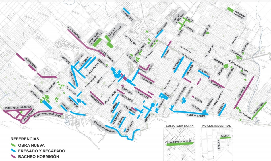 Un mapa del total de obras realizadas hasta el momento por la Municipalidad. 