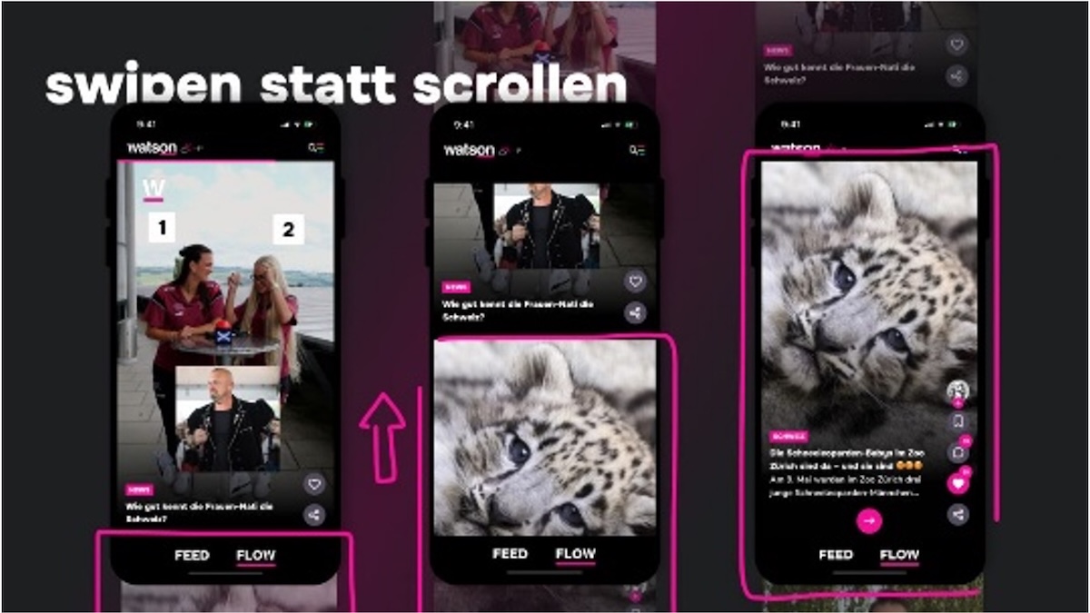 El portal de noticias suizo Watson presentó un 'modo fluido' al estilo de TikTok para enganchar a los jóvenes.
