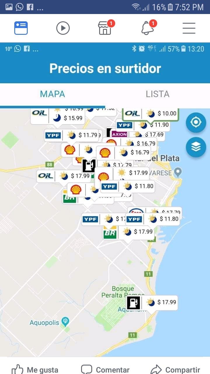 La aplicación oficial del precio del combustible: hay estaciones que declaran un precio y cobran otro. 