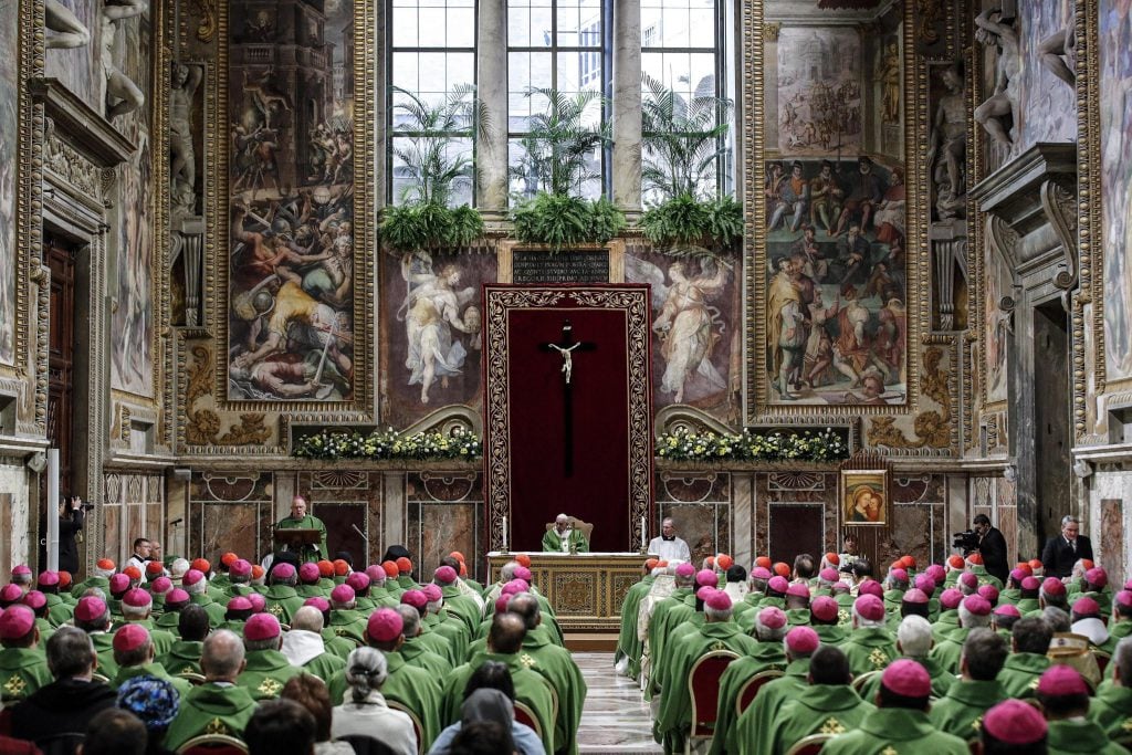 Pope Francis attends an Eucharistic celebration