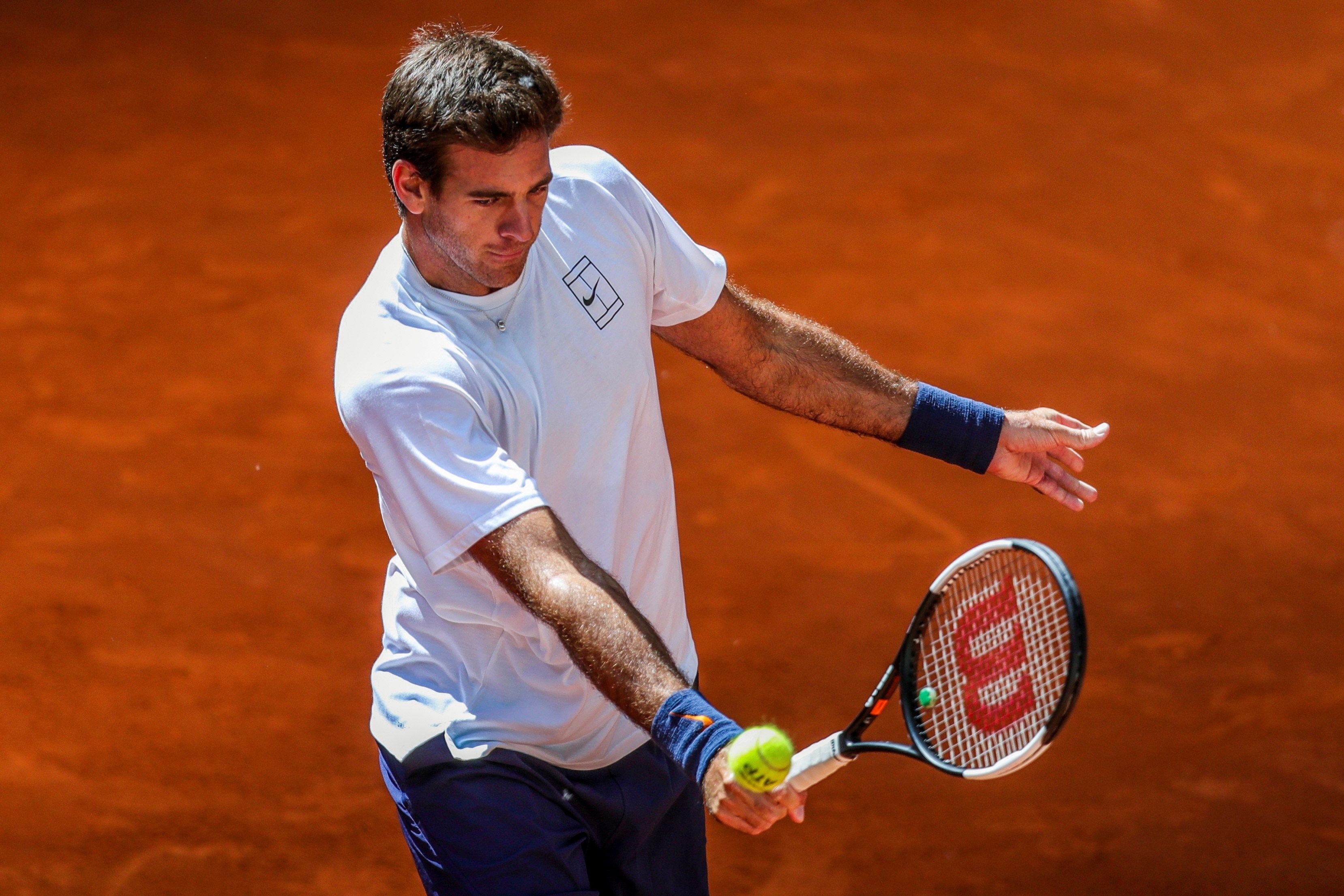 Juan Martín del Potro, durante el entrenamiento preparatorio del torneo Mutua Madrid Open 2019. Foto: EFE | Juanjo Martín.