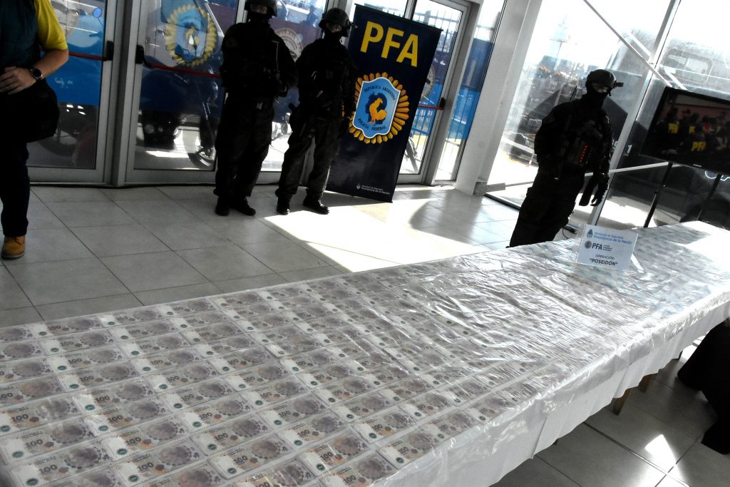 El dinero que se incautó durante el Operativo Poseidón, en 2019.