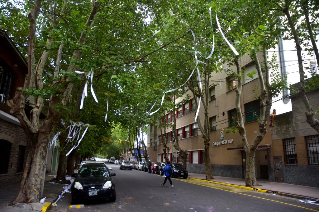 Lo que quedó del UPD, en un colegio de la ciudad. 