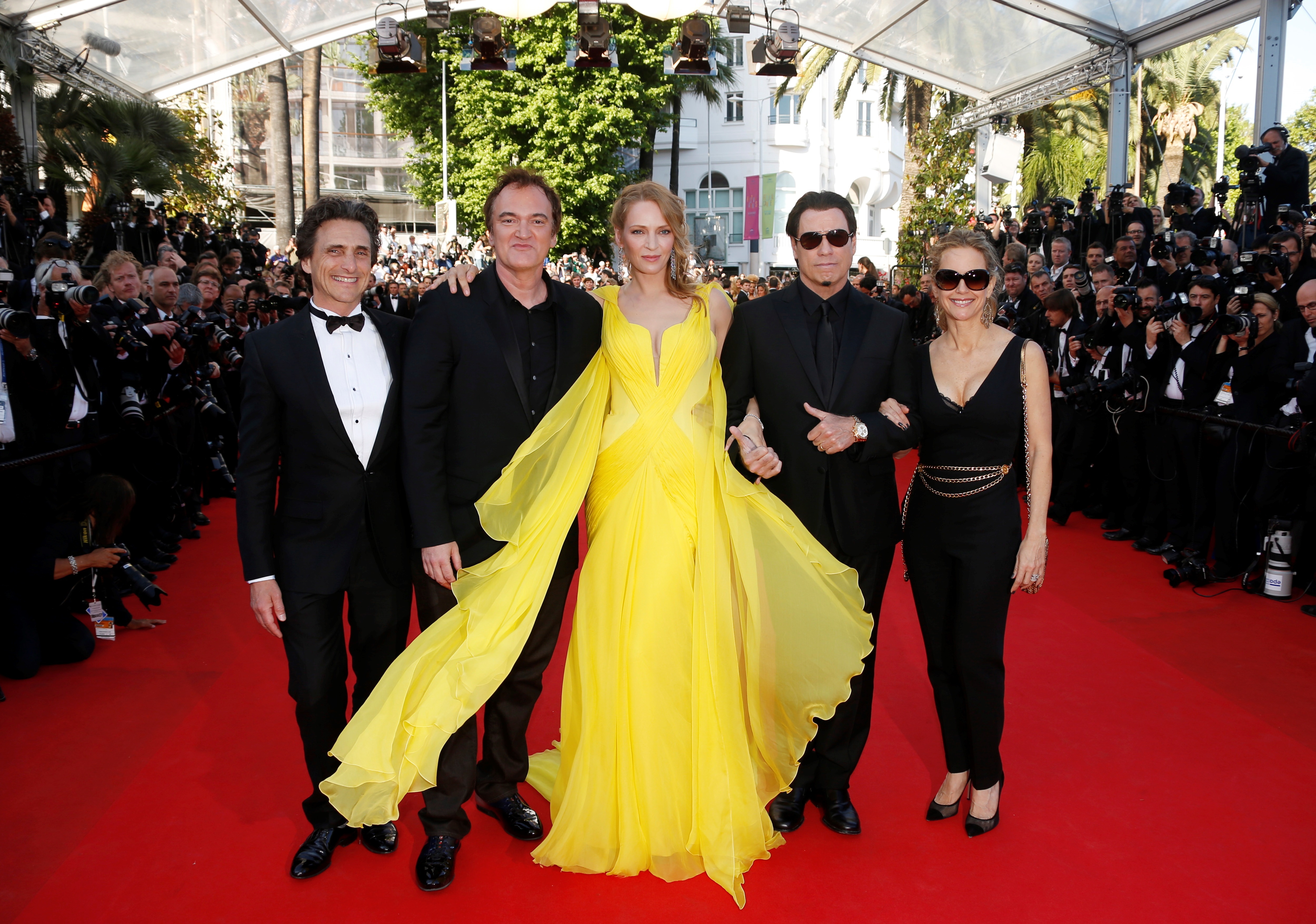 Lawrence Bender, Quentin Tarantino, Uma Thurman, John Travolta y Kelly Preston, durante la 67a edición del Festival de Cine de Cannes. Foto: EFE | EPA | Guillaume Horcajuelo | Archivo.