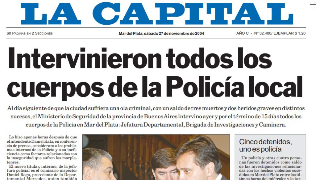 Tapa del diario LA CAPITAL en la que se refleja lo que causó el hecho junto a otra serie de episodios.