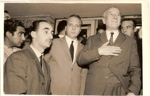 Tres intendentes socialistas: Don Jorge Raúl Lombardo (centro), Luis Nuncio Fabrizio (derecha) y Teodoro Bronzini (izquierda), tras conocerse el triunfo de Lombardo en las elecciones de 1963.