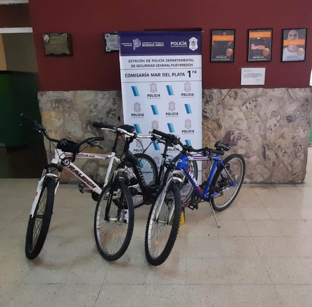 Bicicletas robadas que fueron recuperadas por la policía.