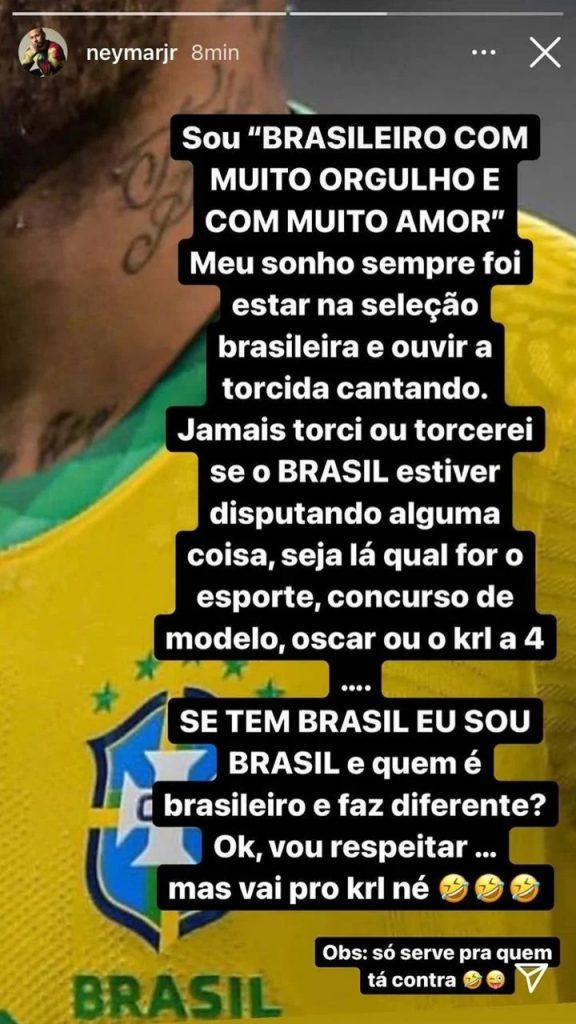 El posteo de Neymar en Instagram.