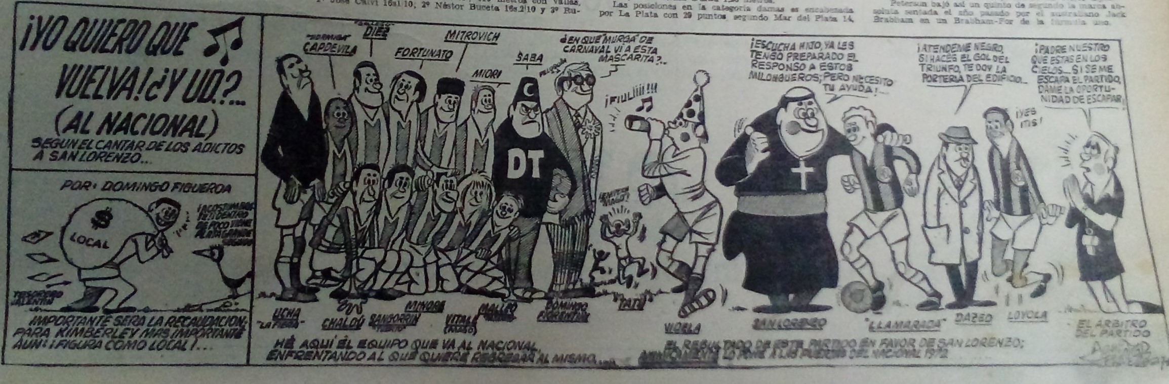Caricatura de Domingo Figueroa que salió en la previa en LA CAPITAL.