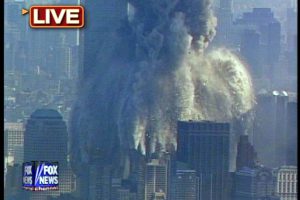 ****inte1NO MAGS/NO SALES/ NO ARCHIVES/NO INTERNET 
This frame grab from Fox News shows one of the Twin Towers of the World Trade center in New York Ciy collapsing 11 September, 2001. Witnesses have reported that two separate aircrafts crashed in the building causing the collapsed. The second tower has reportedly also collapsed. An act of terrorism is suspected, according to officials. AFP PHOTO/FOX NEWS****