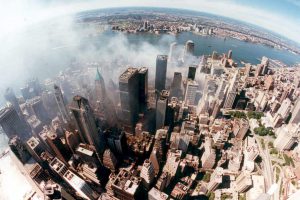 This photo released by the New York City Office of Emergency Management shows an aerial view of the World Trade Center area on September 15, 2001. Policymakers on September 17 launched an all out-bid to keep a wobbling U.S. economy from toppling into recession, cutting interest rates and talking up confidence to try to soften the impact of last week's attacks on the World Trade Center and the Pentagon.   REUTERS/Pool/NYC Office of Emergency Management