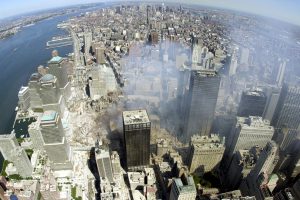 An aerial view of the World Trade Center disaster site seen September 17, 2001.  The attacks in New York and Washington left more than 5,000 people dead or missing and over 300 police and fire fighters were believed lost in the attack.  PHOTO TAKEN SEPTEMBER 17              REUTERS/Handout/NY Office of Emergency Management