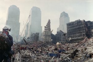 Rescue workers continue their efforts September 24, 2001, at the site of the September 11 World Trade Center attack in New York. Image taken September 24. REUTERS/POOL/Ted S. Warren