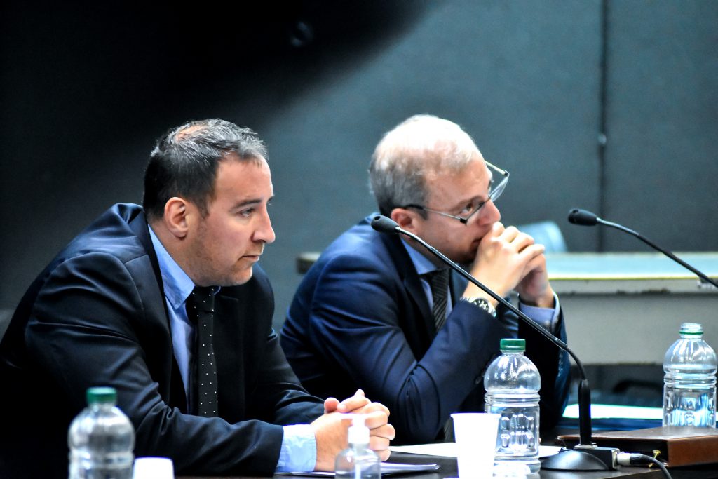 Los fiscales Fabián Celiz y Carlos Fioriti durante la audiencia de este lunes.