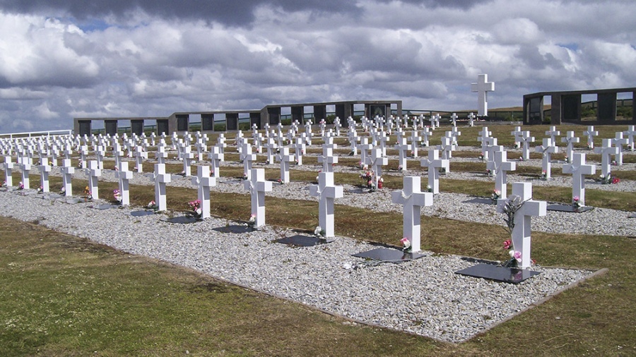 El cementerio de Darwin en las islas Malvinas.