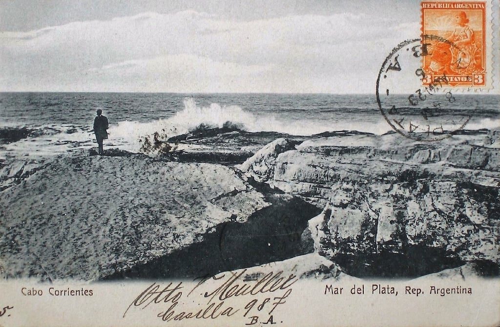 Cabo Corrientes en una postal enviada desde Mar del Plata en 1906.