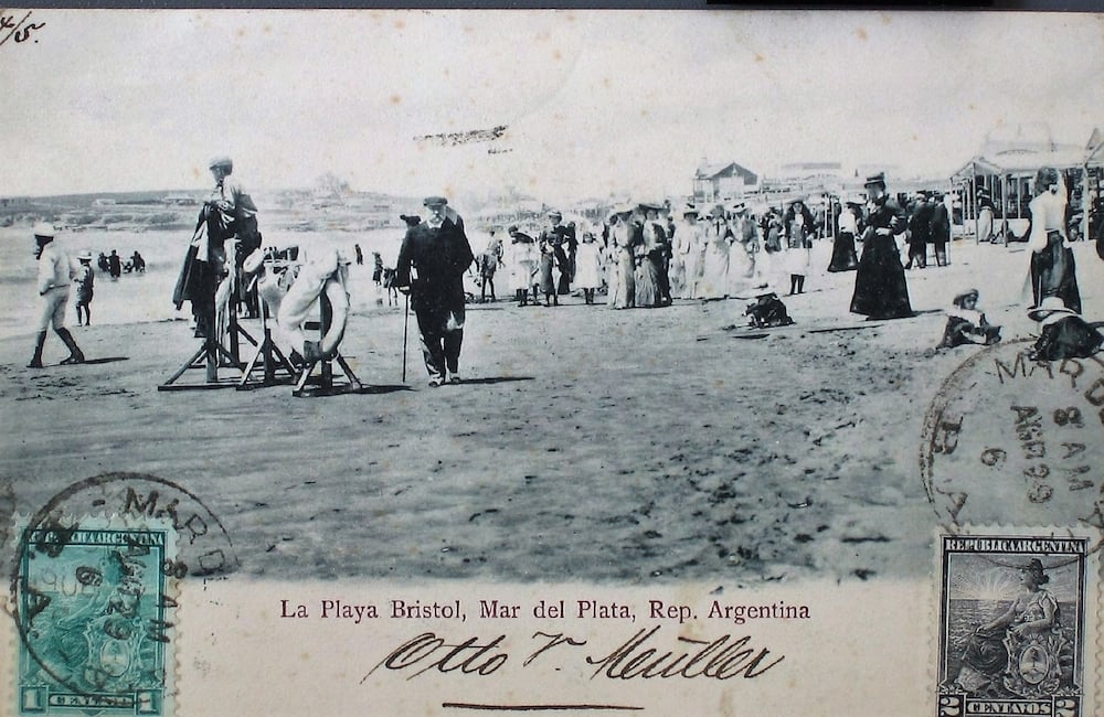 Playa Bristol en otra postal enviada a Europa en 1906.