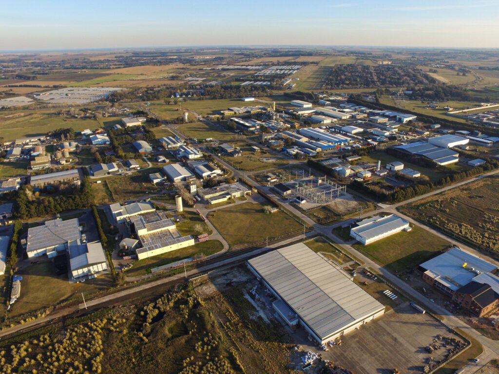 El Parque Industrial General Savio visto desde el aire. 