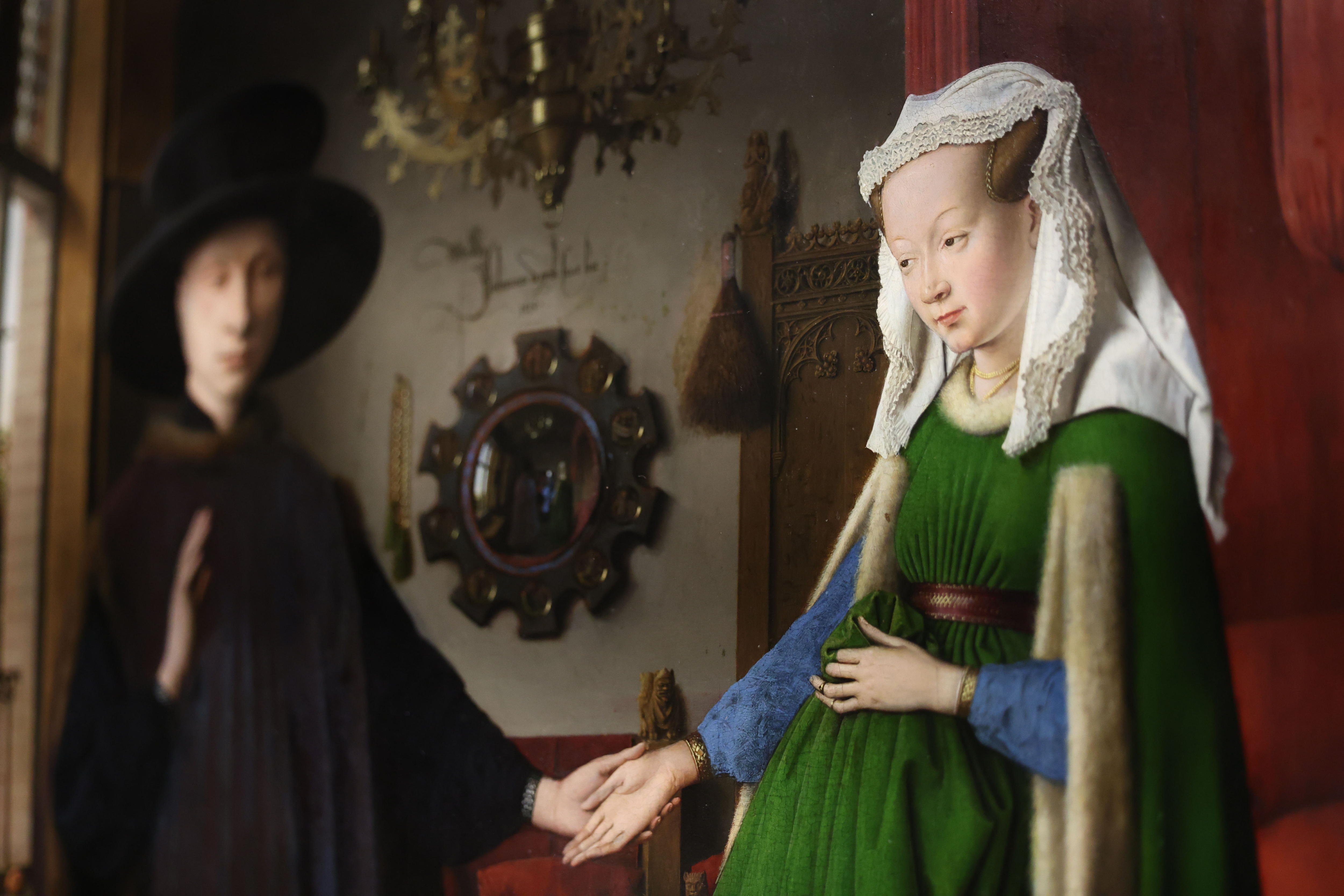 "Retrato de Arnolfini", del artista holandés Jan van Eyck, en la National Gallery de Londres. Foto: EFE | Neil Hall.