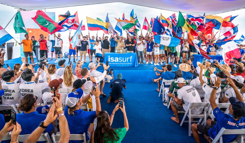 Ceremonia de apertura del Mundial ISA, entidad que preside desde 1994.