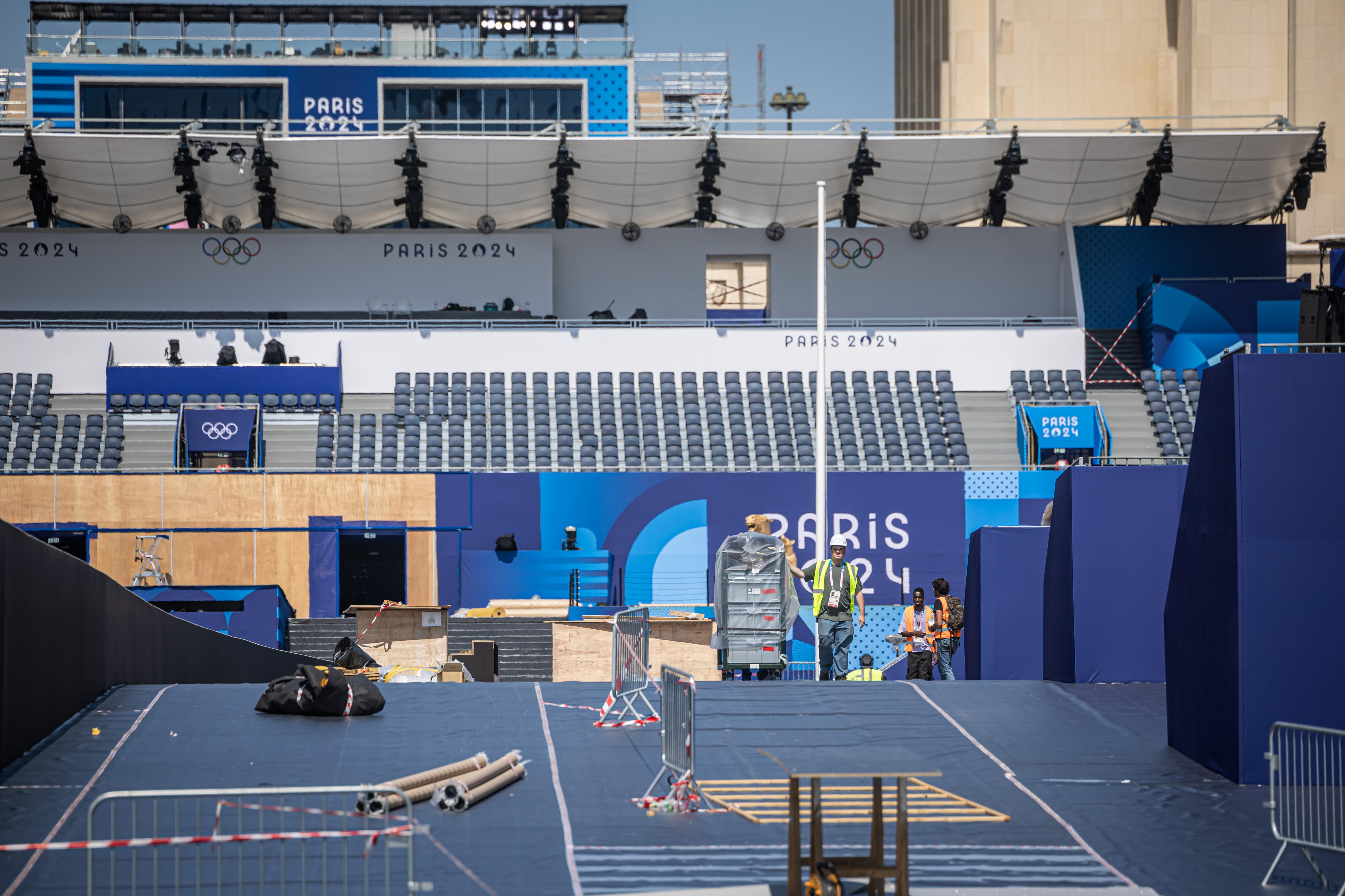 Preparations for the opening ceremony of the Paris 2024 Olympic Games