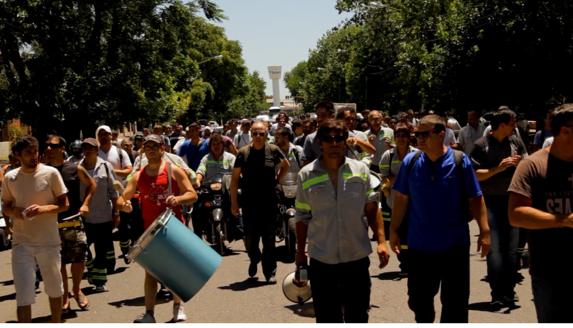 Marcha de obreros en la década del '70.