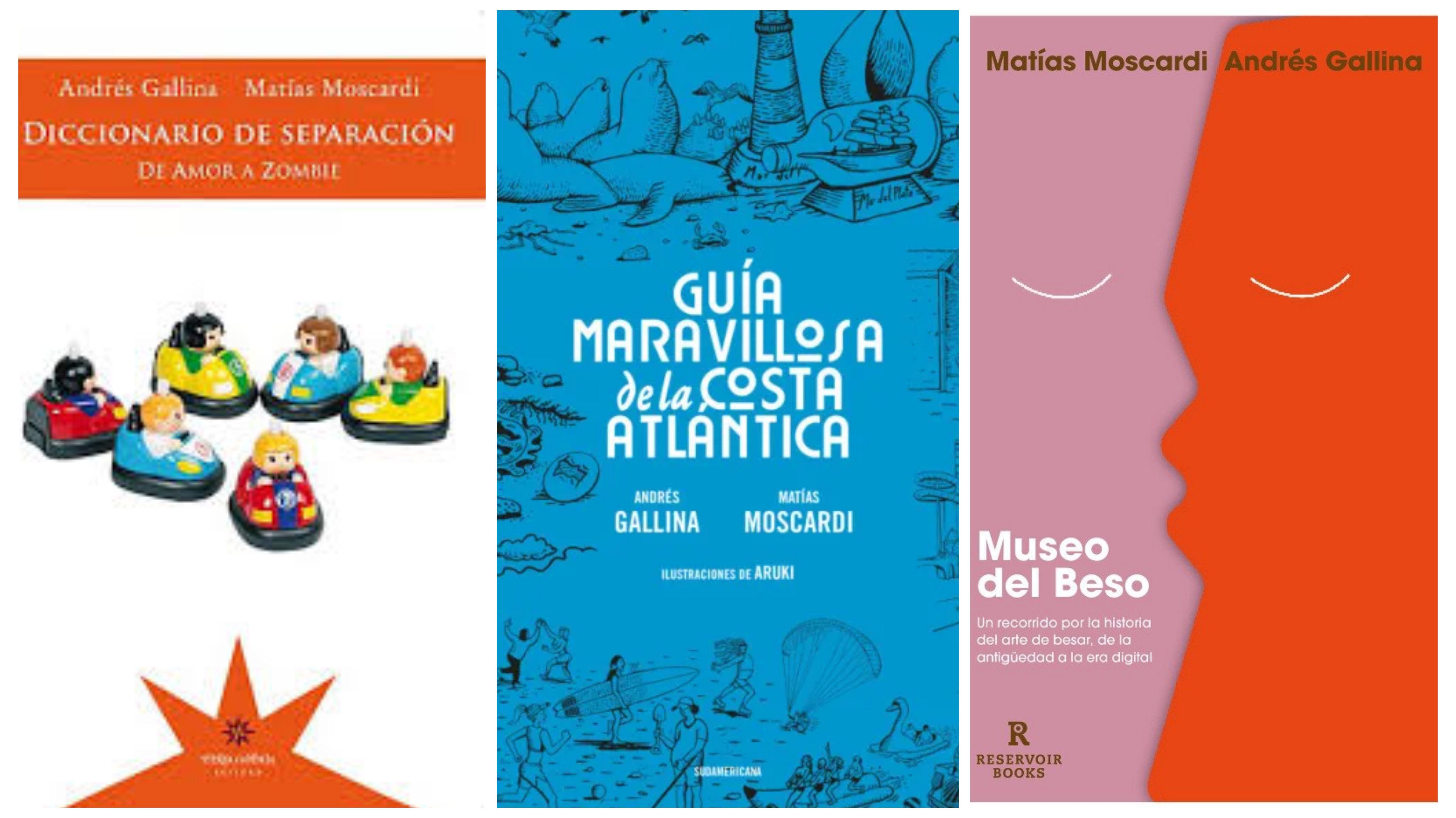 Los tres libros escritos a cuatro manos entre Gallina y Moscardi. 