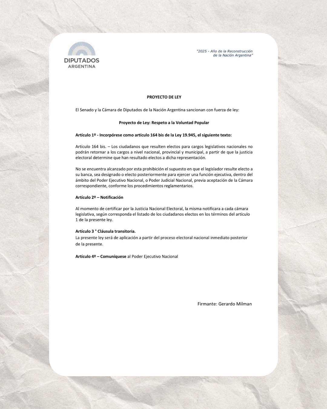 candidaturas testimoniales