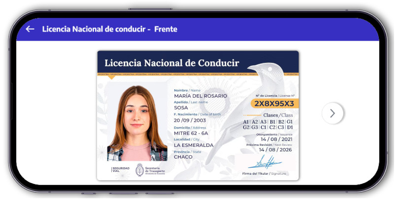 Nuevo diseño de la licencia nacional de conducir digital.