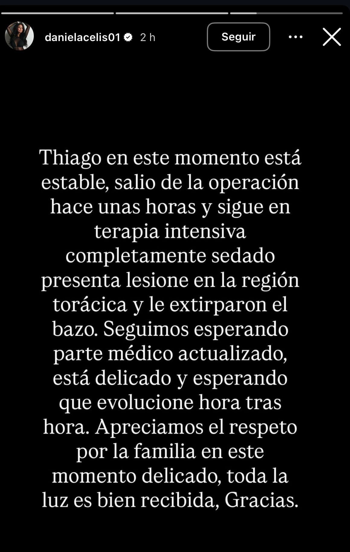 Historia de Instagram de Daniela Celis