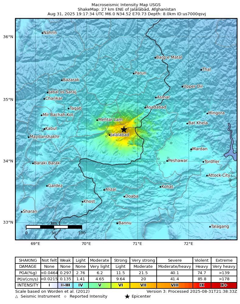 Hundreds feared killed after earthquake hits eastern Afghanistan