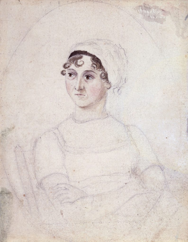 Jane Austen, ilustrada por su hermana mayor Cassandra Austen, en 1810. 