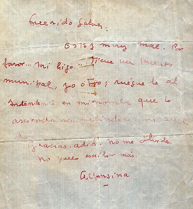 La última carta de Alfonsina tuvo como destinatario a su amigo, el escritor Manuel Galvez.
