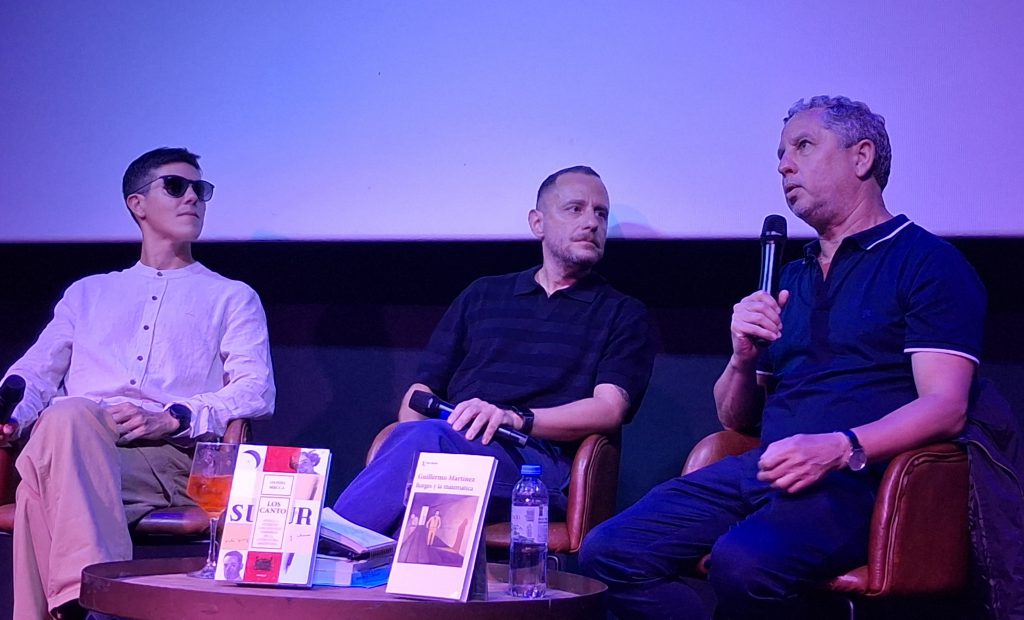 Daniel Mecca, Nicolás Artusi y Guillermo Martínez, en la charla de MarPlaneta. 